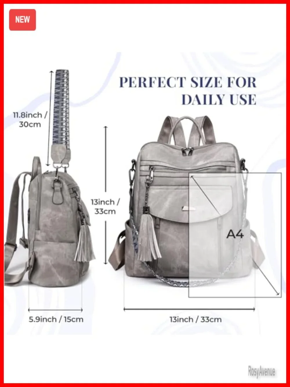 PU Leather Small Tassel Backpack for Women Convertible Mini Backpack Purse